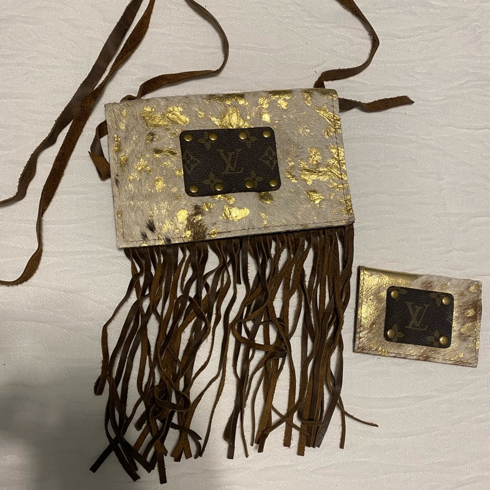 Acid wash cow hide crossbody